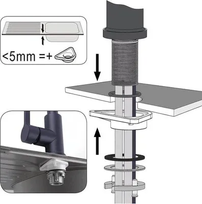 Imagen del producto de Grifo de cocina con función de giro de 360 grados, grifo monomando de alta presión, grifo para inodoro de alta presión con conexión G3/8, acero inoxidable cepillado