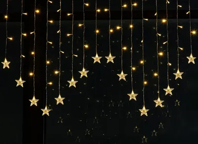 Lichtvorhang mit Sternen, 2x1 m, 104 LEDs, warmweiß, USB