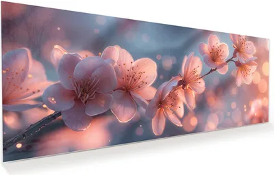 Produktbild von Glasbild 125x50cm in XXL für Wohnzimmer, Schlafzimmer Motiv Blühender Zweig