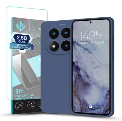Produktbild von Hülle für Xiaomi Redmi Note 14 Pro+ 5G mit 9H Displayglas Displayschutz Case Cover Bumper Smartphone Softgrip Schutzhülle Farbe: Lavendelblau