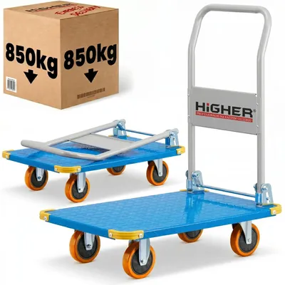 Zdjęcie produktu dla Wózek platformowy transportowy magazynowy 850 kg HIGHER pełne koła