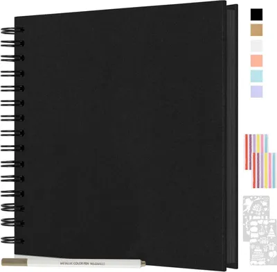 Zdjęcie produktu dla Album fotograficzny 24x24cm czarny album spiralny DIY scrapbook 80 stron ślub urodziny