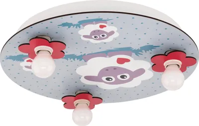 Produktbild von EGLO LED Deckenleuchte LALELU, Ø 40 cm, 3 flammige Kinderzimmerlampe, Deckenlampe aus Stahl in weiß und Holz in bunt,Wandlampe, E14