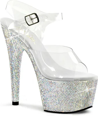 Produktbild von BEJEWELED-708DM Damen Sandale von Pleaser, Transparent Silber , EU 41, US 11