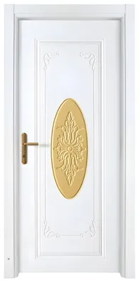 Obrázok produktu pre Bielo-zlaté jednokrídlové dvere Dizajnové vchodové dvere Elegantné PVC dvere do bytu