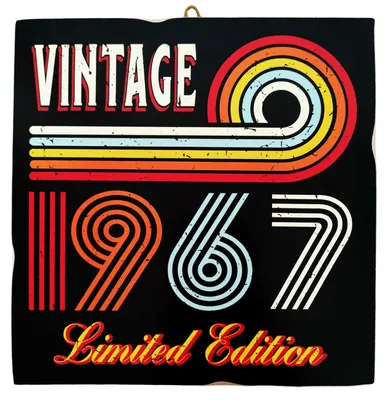Wandbild Geburtsjahr 1967, Laserdruck auf MDF, 23x23 cm
