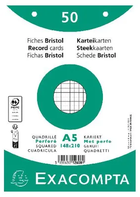 Produktbild von Exacompta 12608E 20x  - Karteikarten A5 kariert Weiß