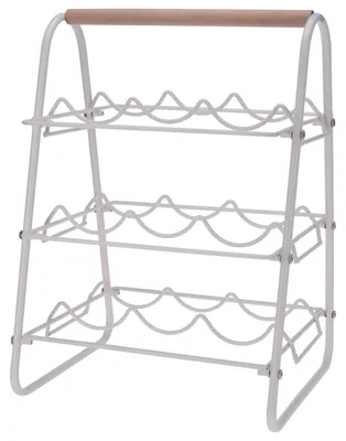 Productafbeelding van Home & Styling collectie: Wijnrek voor 9 flessen, metaal, 33x29x46 cm, wit/bruin