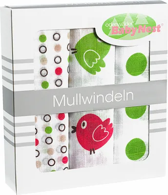 Produktbild von Odenwälder 10082-525 Doppelmull Windeln 3er Box Vögelchen limette