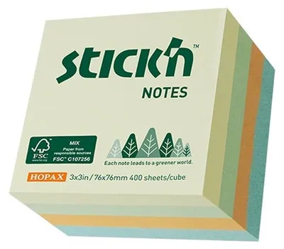 Obrázek produktu pro Notes kostka76X76mm pastel żół/ziel/pom/nieb 400 kartek