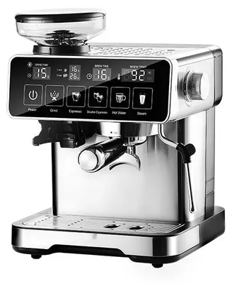 Produktbild von Zimilo Espressomaschine mit Mahlwerk, 20 Stufen, 1150W, 2L Edelstahl Kaffeemaschine, mit Touchscreen, Milchaufschäumer