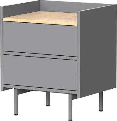 Produktbild von Nachttisch Vicco Velina Grau 48 x 58 cm mit 2 Schubladen, Model 56419