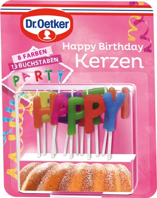 Immagine prodotto di Dr. Oetker Candele di Buon Compleanno Candele colorate per torte confezione da 5