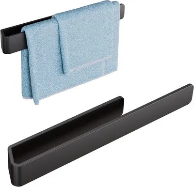 Produktbild von Handtuchthalter ohne Bohren, Aluminium, schwarz matt, für Badezimmer