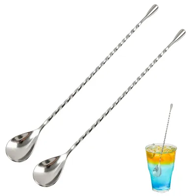Cocktailrührlöffel-Set 2er, 30,5 cm Edelstahl mit Spiralgriff