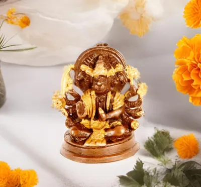 Messing-Idol Panchmukhi Hanuman, 3,5 x 2,5 x 4 Zoll, Goldoptik, 0,5 kg