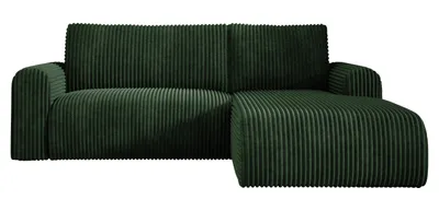 Produktbild von Ecksofa Cord MANDY 180x285 cm mit Schlaffunktion Grün TILIA 39 Rechts, Eckcouch mit Bettkasten, Sofa L-Form, Polsterecke, Wohnlandschaft