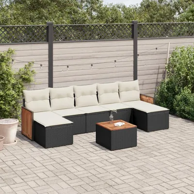 Produktbild von 8-tlg. Garten-Sofagarnitur - mit Kissen Schwarz Poly Rattan - Gartenmöbelset 3227918