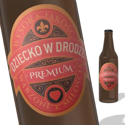 3er-Set Bierflaschen-Etiketten – Dziecko w drodze – Grün & Gold
