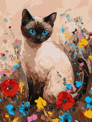 Obrázek produktu pro Malování podle čísel - Kočka v květinách 30x40cm