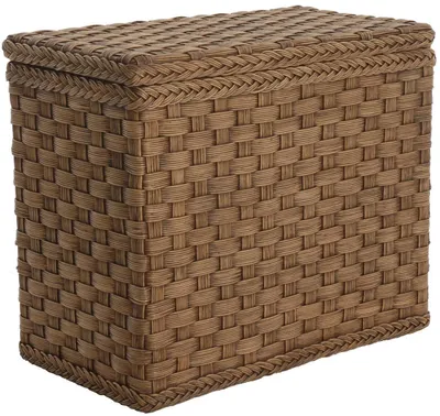 Produktbild von KRINES HOME Wäschesortierer aus echtem Rattan mit 3 Fächern in der Farbe (Vintage Braun)