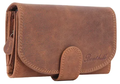 Produktbild von Benthill Damen Geldbörse Vintage Leder | Damen Portemonnaie mit RFID Schutz | Gelddbeutel mit vielen Kartenfächer | Echtleder Damenbörse inkl. Geschenkbox
