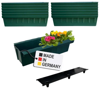 Image de BURI 12 inserts de jardinières pour palettes Euro avec tapis d'arrosage | avec système de suspension à accrocher | 37,3cm vert foncé | jardinière pour palette Euro | jardinière de balcon | pot de fleurs | extrêmement stable