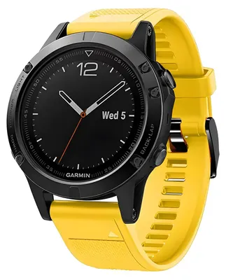 Produktbild von Silikonarmband für Garmin QuickFit 22 mm, Bizon Strap Watch Silicone Plus, Gelb