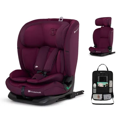 Produktbild von Kinderkraft ONETO3 i-Size Kindersitz, 76-150 cm, ISOFIX, TOP TETHER, 3-lagige Kopfstütze, RECLINING-Funktion, Rot, mit Auto-Organizer