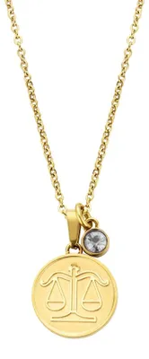 Produktbild von CO88 Collection Zodiac 8CN-26082 Stahlkette mit Anhänger – Sternzeichen Waage – Länge 42 + 5 cm – Goldfarben