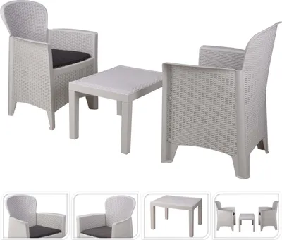 Produktbild von ProGarden | Garten-Set: Tisch und zwei Stühle - 60 x 58 x 89 cm - Weiß
