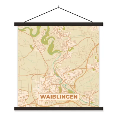 Produktbild von MuchoWow® Textilposter Waiblingen - Karte - Vintage - Stadtplan 90x90 cm mit schwarzem Rahmen - Magnetisches