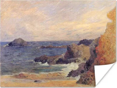 Produktbild von MuchoWow® Poster Felsen am Meer - Gemälde von Paul Gauguin 80x60 cm - Kunst für zu Hause