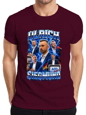 Productafbeelding van Ulrich Siegmund, AfD, Duitsland, Patriotisme, Statement, Heren T-shirt, Burgundy (bordeauxrood), maat L