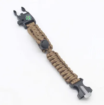 Produktbild von CHPN – Survival-Armband – Paracorn – Armband mit Kompass – Camping-Armband – 5-in-1 – Magnesiumstab – Kompass – Paracord – Braun – Einheitsgröße