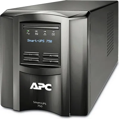 Produktbild von APC Smart-UPS, Line Interactive, 750VA, Tower, 120V, 6 NEMA 5-15R-Stecker, SmartConnect Port+SmartSlot, AVR, LCD, Line-Interaktiv, 0,75 kVA, 500 W, Sine, 82 V, 144 V