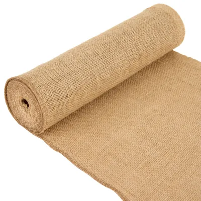 Jute-Tafelloper 30 cm x 5 m, natur, gestickte Ränder