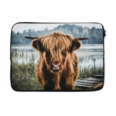 Produktbild von MuchoWow® Laptop Hülle 13 Zoll Kühe - Schottische Hochlandbewohner - Braun - Natur Laptoptasche - Laptophülle - Sleeve - Rundumschutz