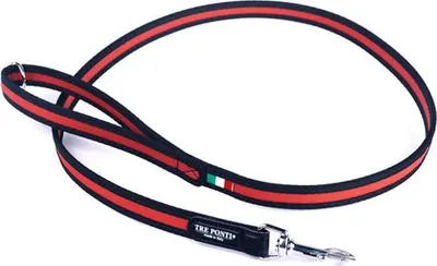 Produktbild von Tre Ponti Leine EASY  110 cm mit schwarzem Stoffrand rot