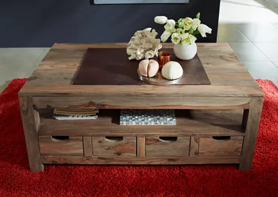 Produktbild von MASSIVMOEBEL24 Couchtisch Sheesham 120x70x50 grau geölt NATURE GREY #33