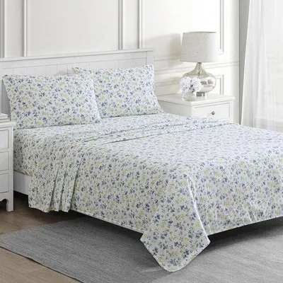 Produktbild von Famanu Bettwäsche Set Blumenmuster, 300TC 100% Baumwolle - 4-teilig, Queen Size