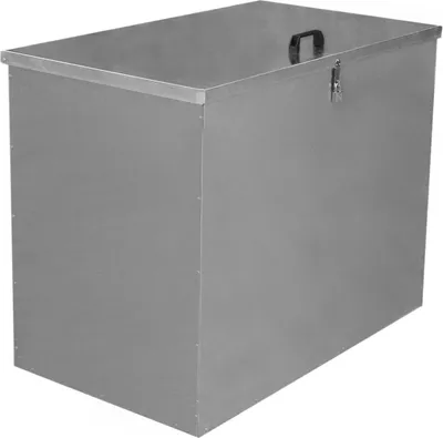 Image de Bac à fourrage galvanisé, 1 compartiment, 64 litres, bac de stockage du fourrage, entrepôt de fourrage, résistant aux intempéries, mangeoire avec couvercle, résistante aux intempéries, bac à fourrage