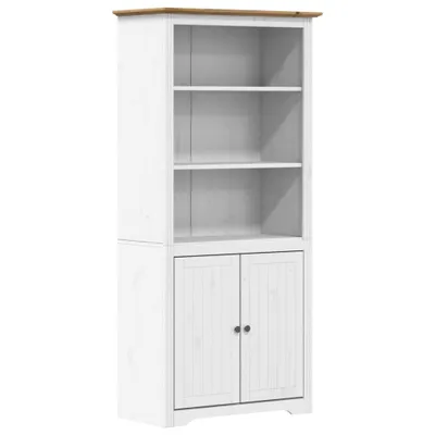 Zdjęcie produktu dla Biblioteczka BODO, biało-brązowa, 82x40x173 cm, lita sosna