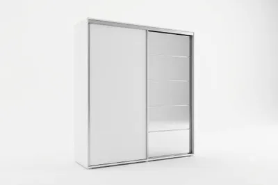 Zdjęcie produktu dla Szafa A21 biała, przesuwna z lustrem - 100 x 62 x 215 cm
