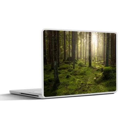Produktbild von MuchoWow® Laptop Aufkleber Sticker Cover Wald - Sonne - Baum 31x22.5 cm - Laptop-Deko