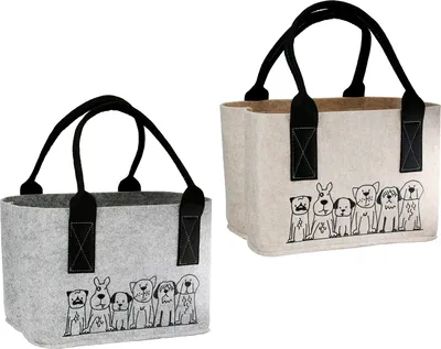 Produktbild von Gilde Tasche, "Hundebande", Filz, beige, hellgrau, VE 1, L. 22 cm, B. 30 cm, H. 22 cm 55915