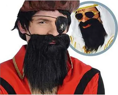 Produktbild von Schwarzer Bart Kostüm Fasching Karneval Kostüm, Farbe: Schwarz