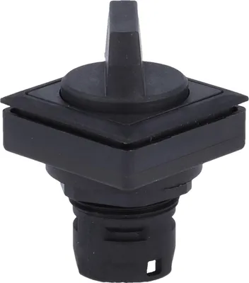 A black rotary switch with a square bezel.