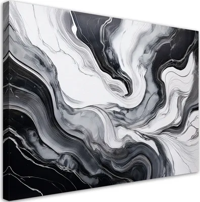 Produktbild von Leinwandbild Schwarz-Weißer Marmor, abstrakt 100x70 Feeby Schwarz-Weiß bild für die wand bereit zum aufhängen