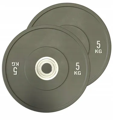 Immagine prodotto di Set di dischi da 2 x 5 kg Bumper PRO Grigio – Dischi olimpici da 50 mm, in gomma, rinforzati, set da 10 kg